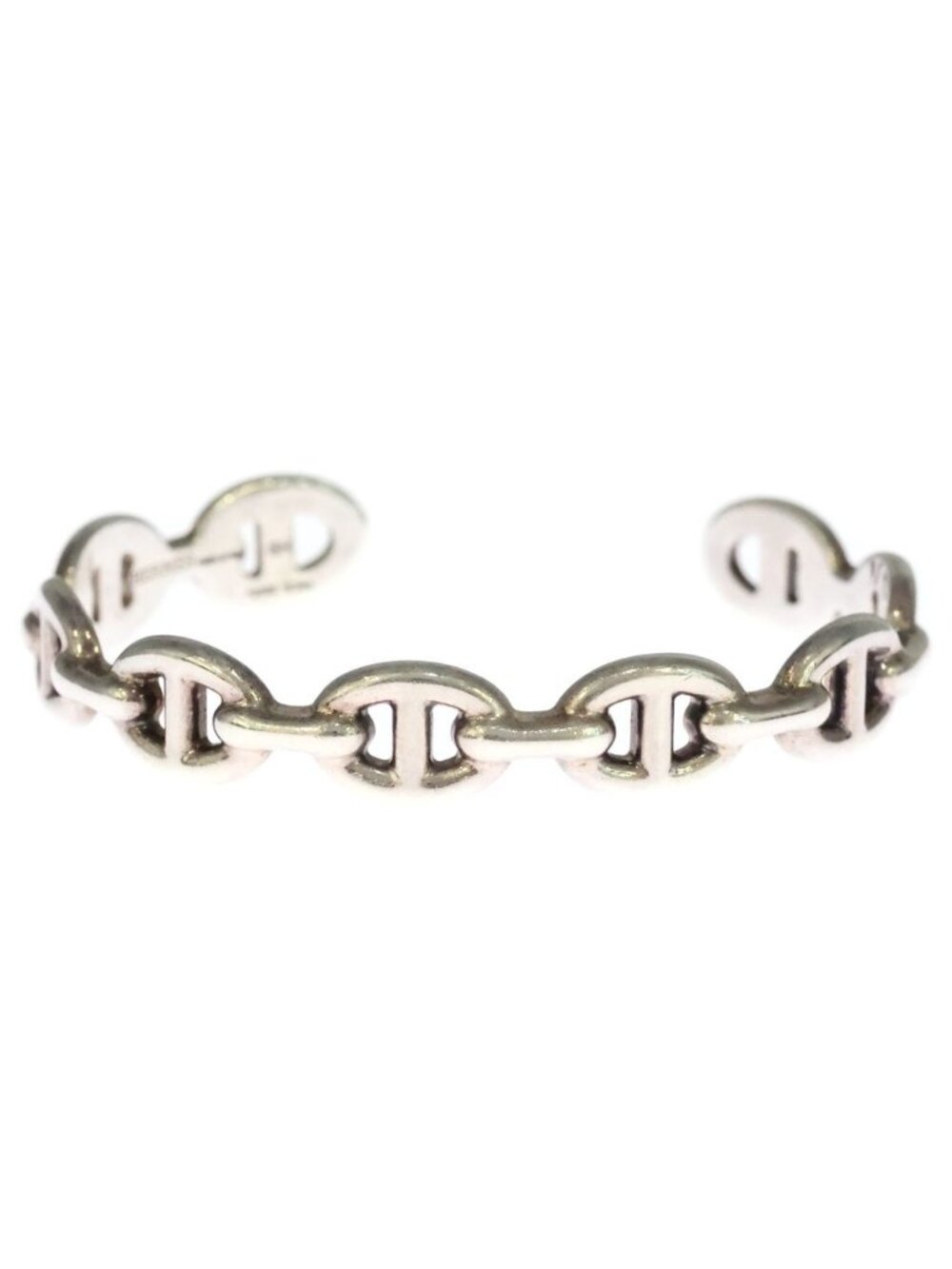 Hermes Chaine D'ancre Enchainee Bangle Bracelet Silver